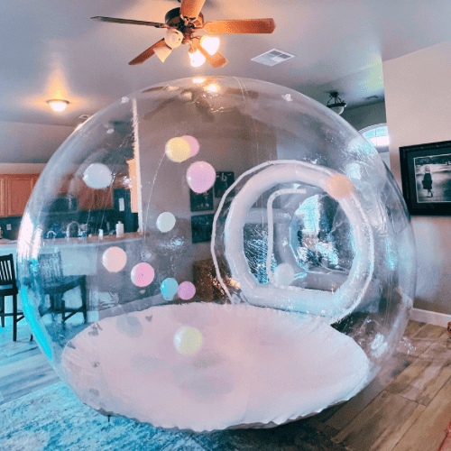 Bubble House inflatable set up indoors in OKC