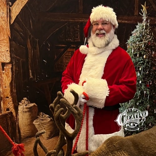 Santa Posing with reindeer in Oklahoma